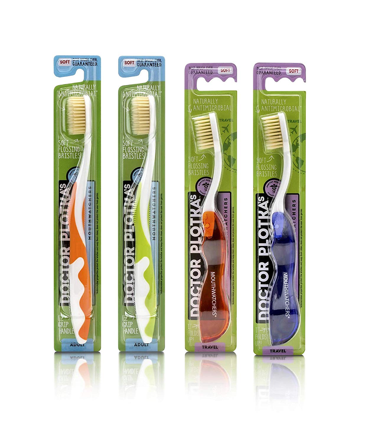 2 Adult Manual Toothbrushes and 2 Travel Toothbrushes